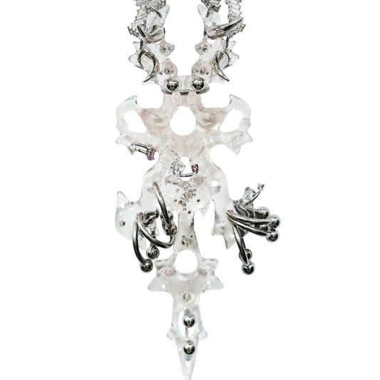 Clear Double Diamond Hare Bone Necklace