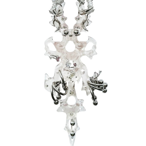 Clear Double Diamond Hare Bone Necklace