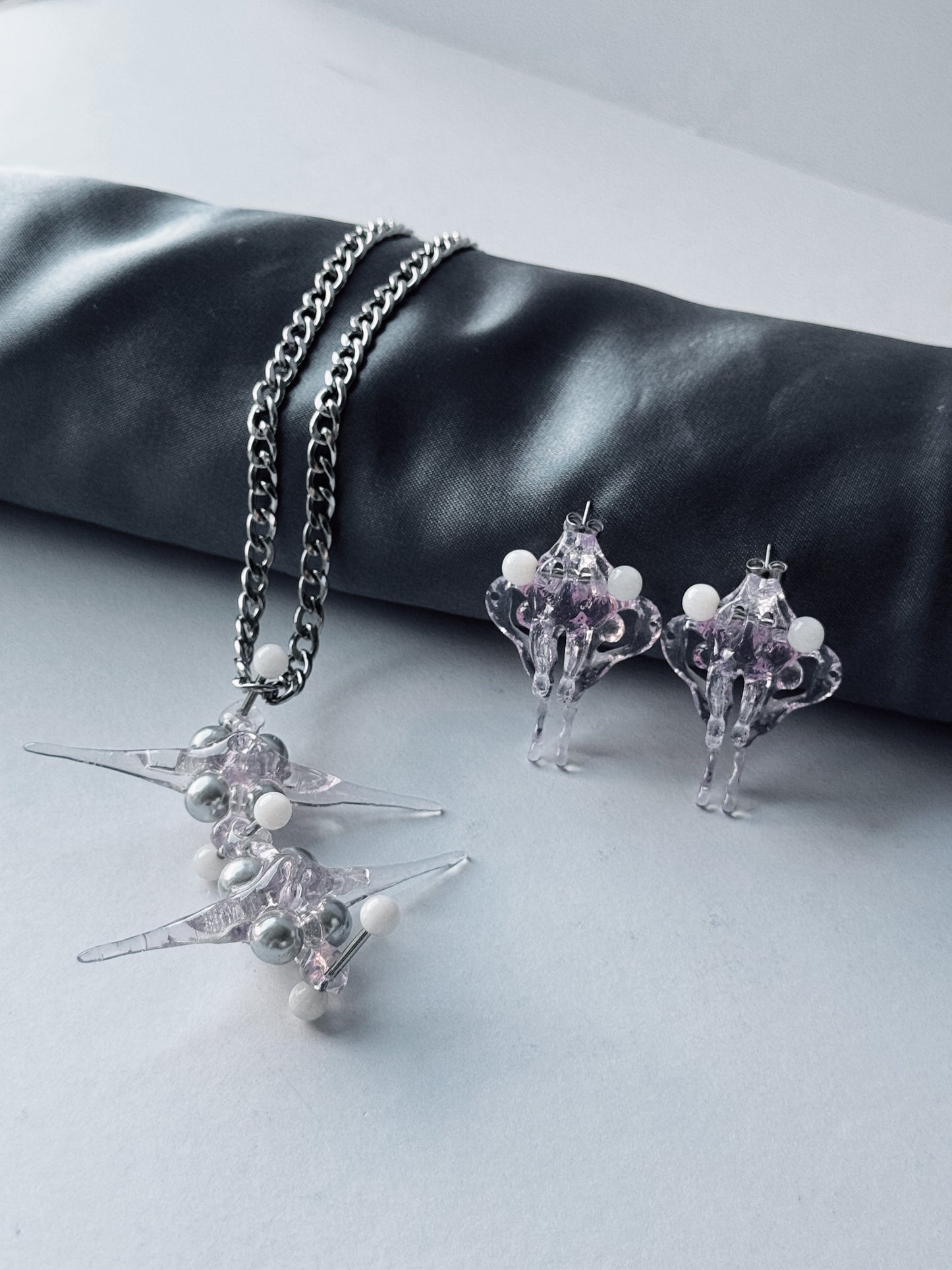 Fading Pink Molecules Earring