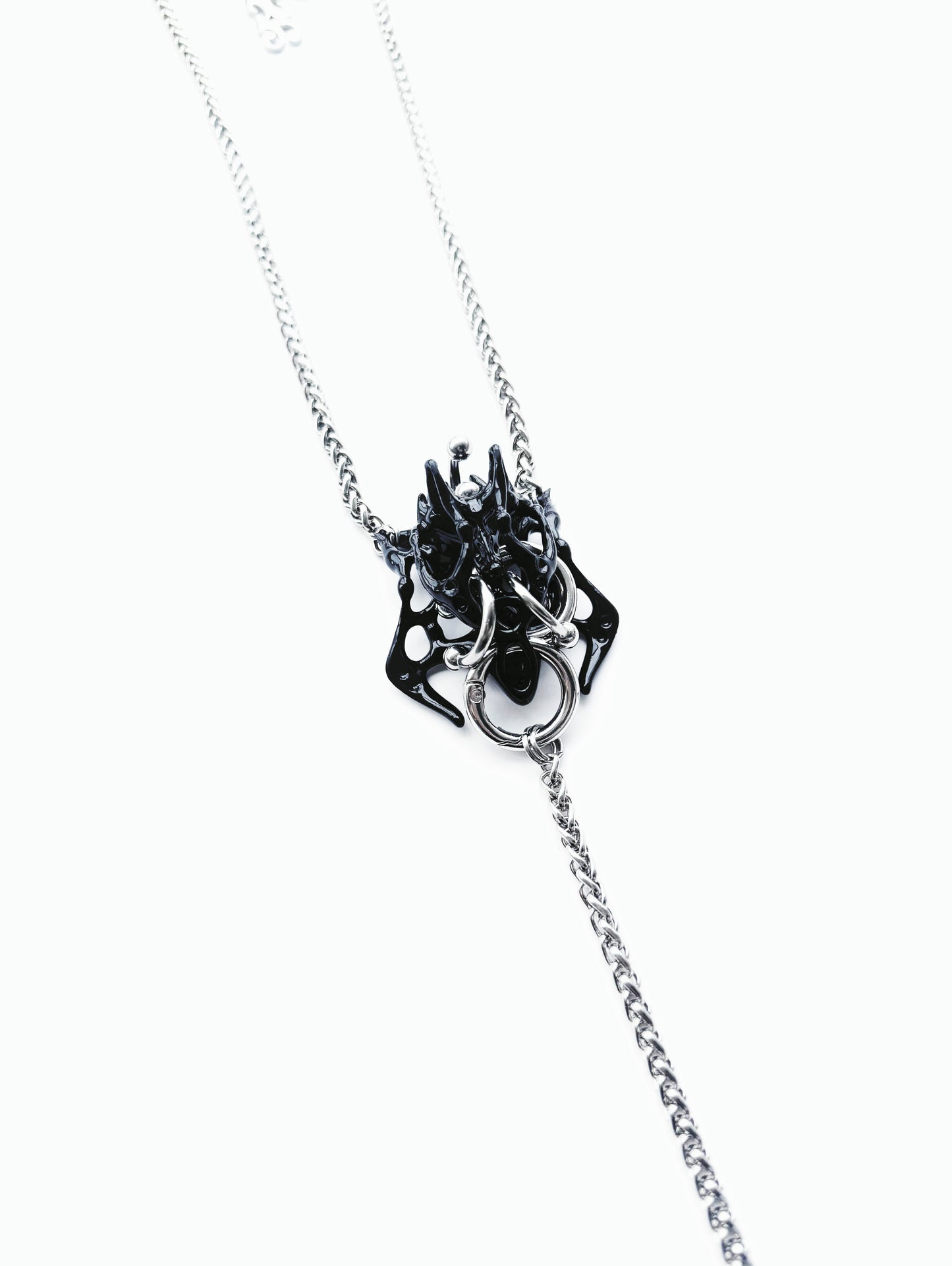 Black Square Bone Long Necklace