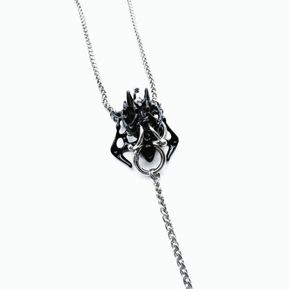 Black Square Bone Long Necklace