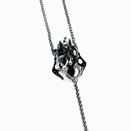 Black Square Bone Long Necklace