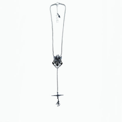 Black Square Bone Long Necklace