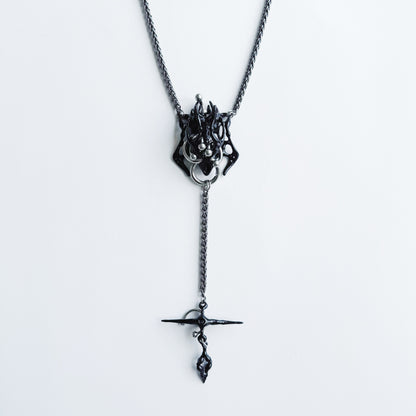 Black Square Bone Long Necklace