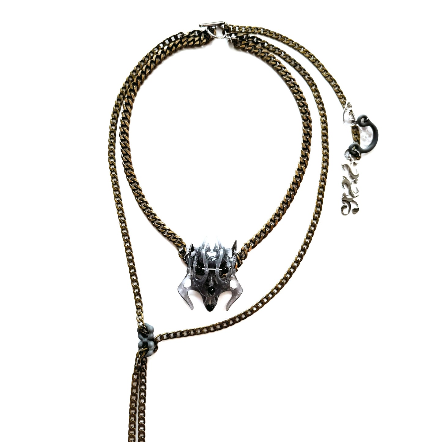 Grey Square Bone Long Necklace