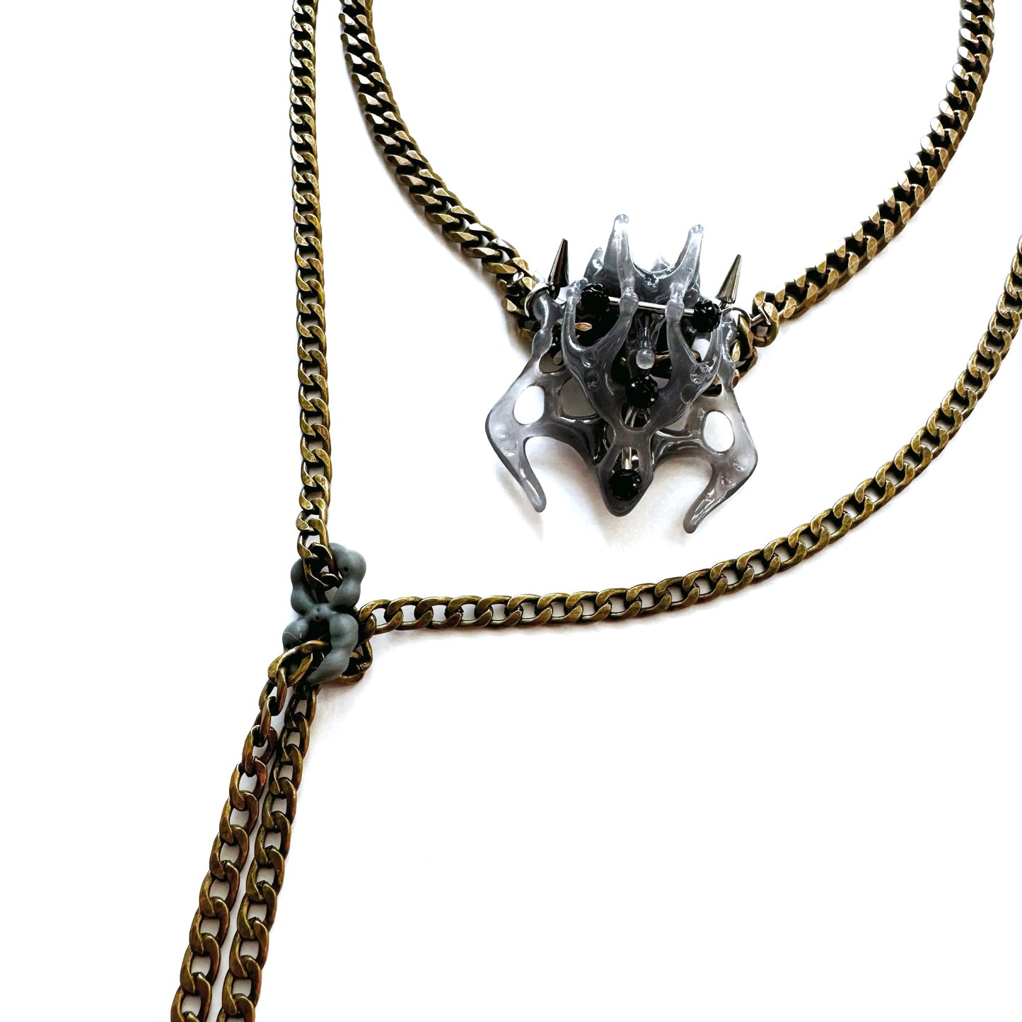 Grey Square Bone Long Necklace