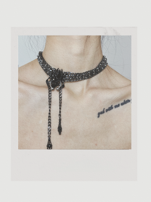 Black Square Bone drap Choker