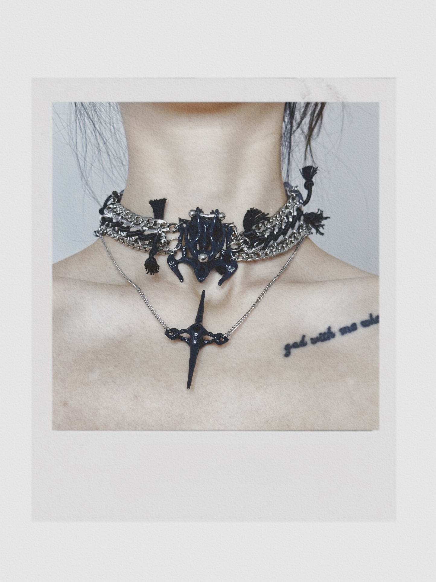 Black Square Bone Star Choker