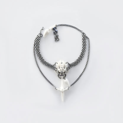 White Square Pin Bone Necklace