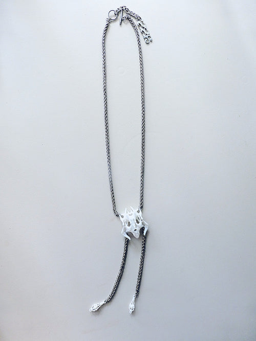 White Square Bone Long Necklace