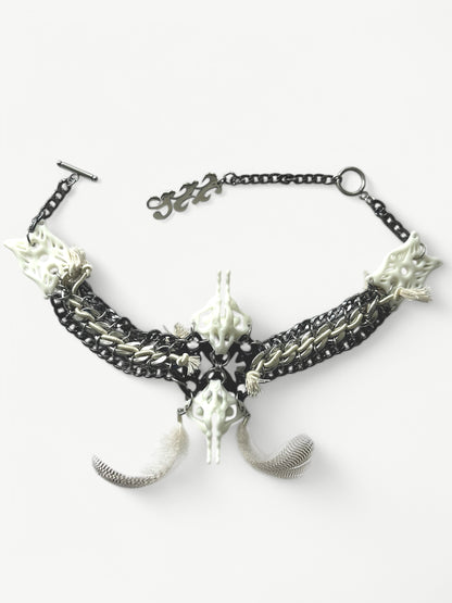 White Pelvis Feather Bone Necklace