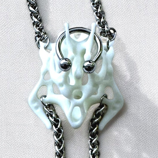 White Square Bone Long Necklace