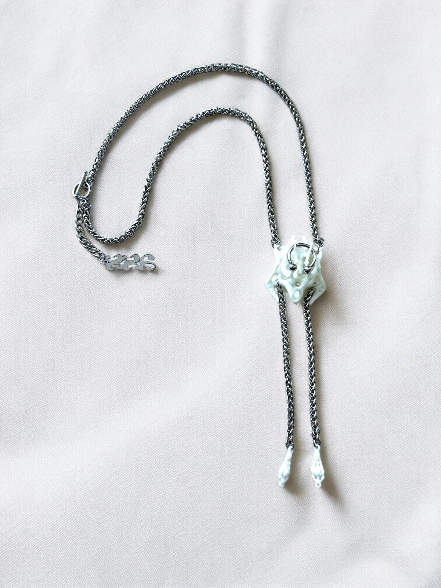 White Square Bone Long Necklace