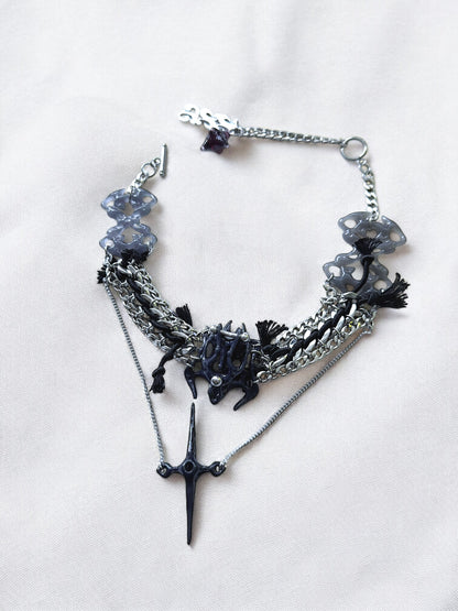 Black Square Bone Star Choker