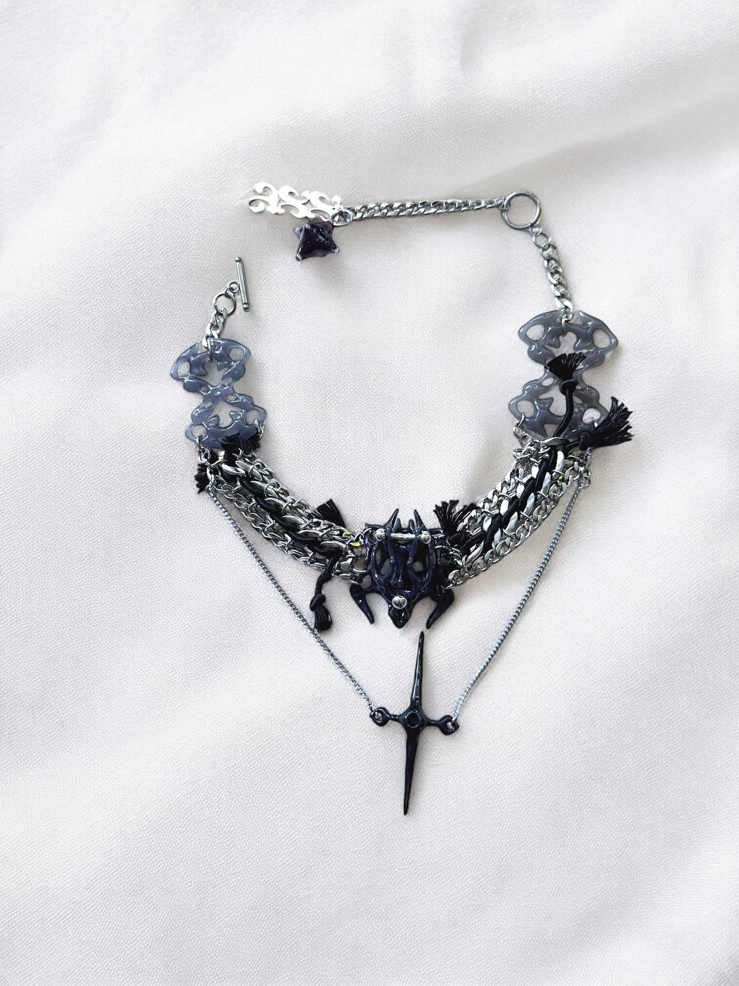 Black Square Bone Star Choker