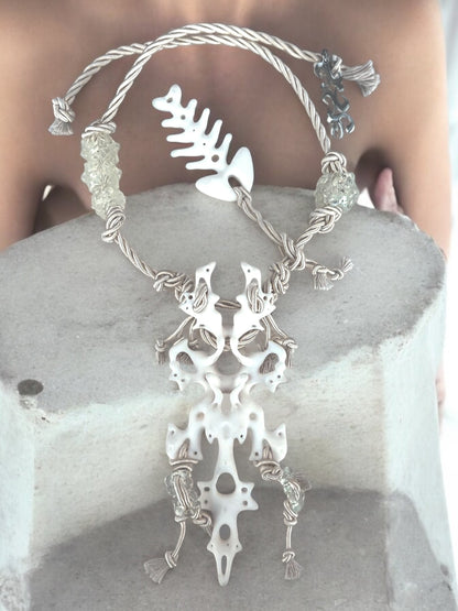 White Hare Fish Bone Necklace