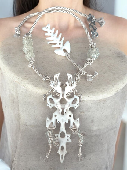 White Hare Fish Bone Necklace