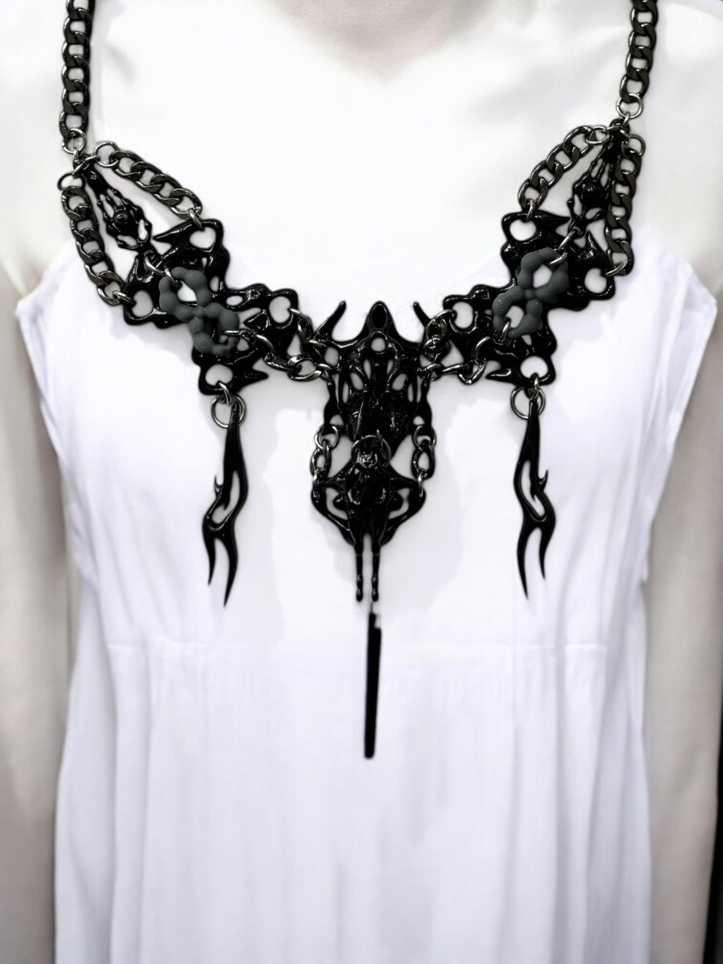 Black Square Bone Necklace